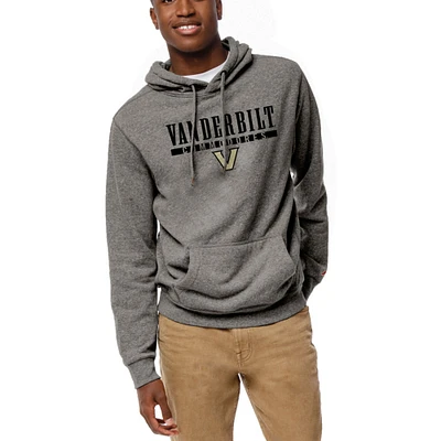 Men's League Collegiate Wear  Heather Gray Vanderbilt Commodores  Heritage Tri-Blend Pullover Hoodie