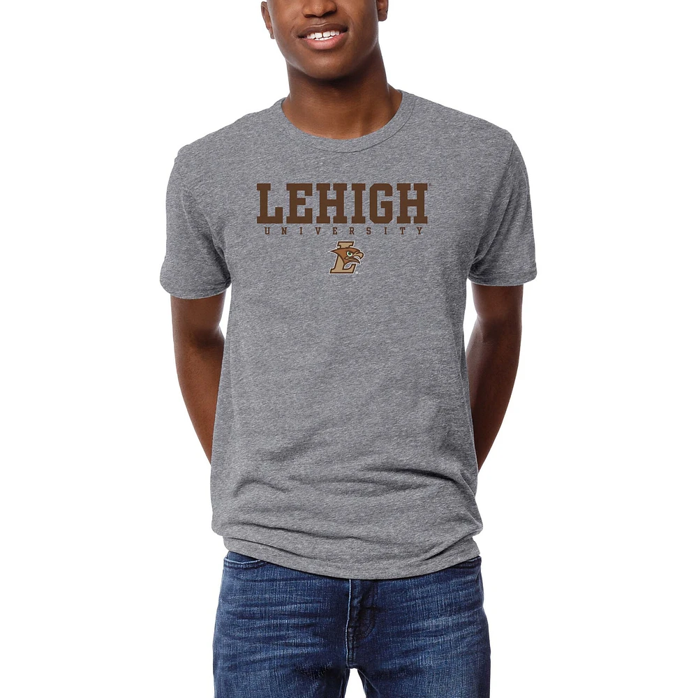 Men's League Collegiate Wear Heather Gray Lehigh Mountain Hawks Victory Falls Tri-Blend T-Shirt