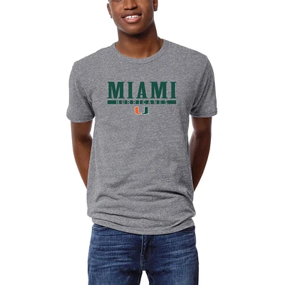 Men's League Collegiate Wear Heather Miami Hurricanes Victory Falls Tri-Blend T-Shirt