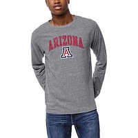 Men's League Collegiate Wear  Heather Gray Arizona Wildcats Victory Falls Tri-Blend Long Sleeve T-Shirt