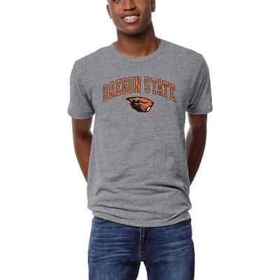 Men's League Collegiate Wear  Heather Gray Oregon State Beavers Arch Victory Falls Tri-Blend T-Shirt