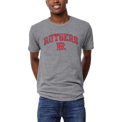 Men's League Collegiate Wear  Heather Gray Rutgers Scarlet Knights Arch Victory Falls Tri-Blend T-Shirt
