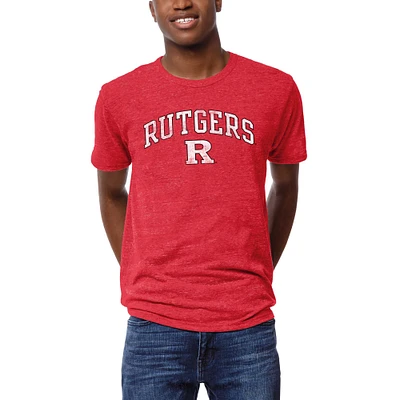 Men's League Collegiate Wear  Scarlet Rutgers Knights Arch Victory Falls Tri-Blend T-Shirt