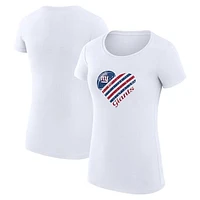 Women's G-III 4Her by Carl Banks White New York Giants Heart Graphic Fitted T-Shirt