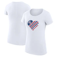 Women's G-III 4Her by Carl Banks White New York Giants Heart Graphic Fitted T-Shirt
