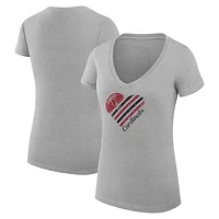 Women's G-III 4Her by Carl Banks Heather Gray Arizona Cardinals Heart Graphic V-Neck Fitted T-Shirt