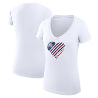 Women's G-III 4Her by Carl Banks New York Giants Heart Graphic V-Neck Fitted T-Shirt