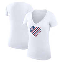 Women's G-III 4Her by Carl Banks New York Giants Heart Graphic V-Neck Fitted T-Shirt