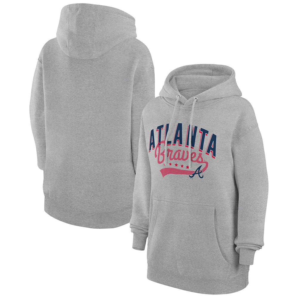 Women's G-III 4Her by Carl Banks Heather Gray Atlanta Braves Filigree Team Pullover Hoodie