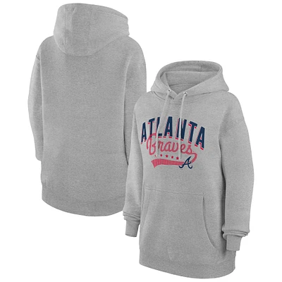 Women's G-III 4Her by Carl Banks  Heather Gray Atlanta Braves Filigree Team Pullover Hoodie