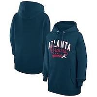 Women's G-III 4Her by Carl Banks  Navy Atlanta Braves Filigree Team Pullover Hoodie