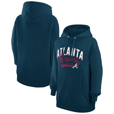 Women's G-III 4Her by Carl Banks  Navy Atlanta Braves Filigree Team Pullover Hoodie