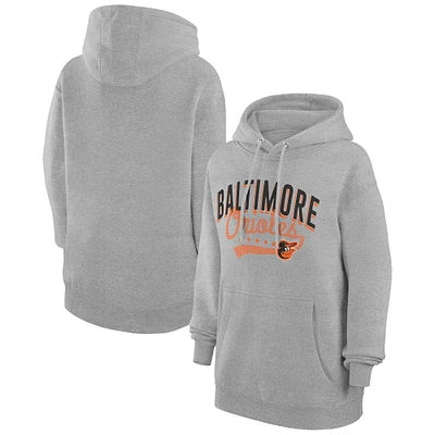 Women's G-III 4Her by Carl Banks  Heather Gray Baltimore Orioles Filigree Team Pullover Hoodie