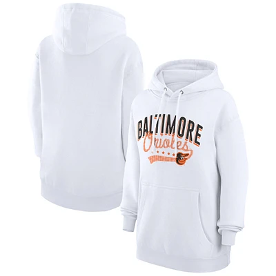 Women's G-III 4Her by Carl Banks  White Baltimore Orioles Filigree Team Pullover Hoodie