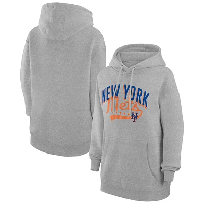 Women's G-III 4Her by Carl Banks  Heather Gray New York Mets Filigree Team Pullover Hoodie