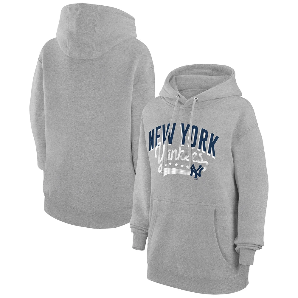 Women's G-III 4Her by Carl Banks Heather Gray New York Yankees Filigree Team Pullover Hoodie
