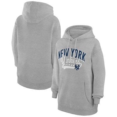 Women's G-III 4Her by Carl Banks  Heather Gray New York Yankees Filigree Team Pullover Hoodie