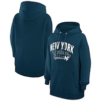 Women's G-III 4Her by Carl Banks  Navy New York Yankees Filigree Team Pullover Hoodie