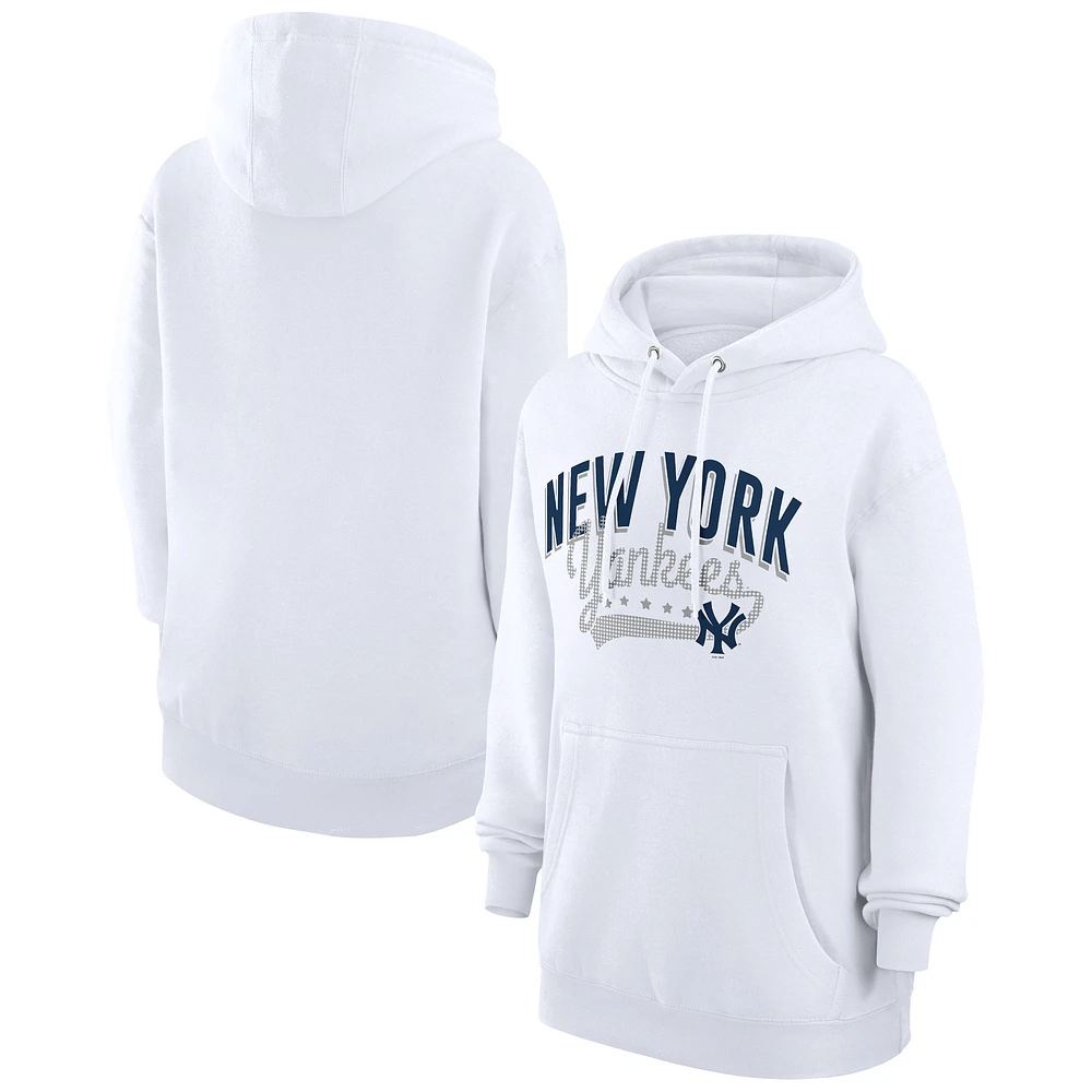 Women's G-III 4Her by Carl Banks White New York Yankees Filigree Team Pullover Hoodie