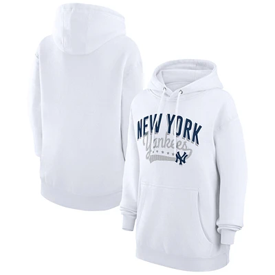 Women's G-III 4Her by Carl Banks  White New York Yankees Filigree Team Pullover Hoodie