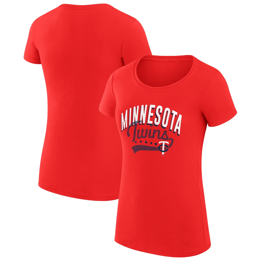 Women's G-III 4Her by Carl Banks Red Minnesota Twins Filigree Team Fitted T-Shirt