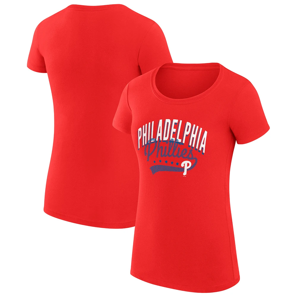 Women's G-III 4Her by Carl Banks  Red Philadelphia Phillies Filigree Team Fitted T-Shirt