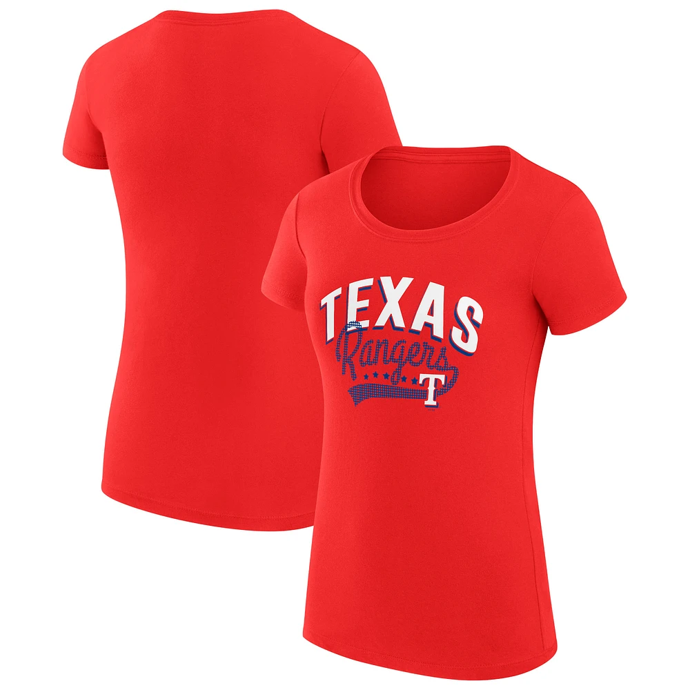 Women's G-III 4Her by Carl Banks Red Texas Rangers Filigree Team Fitted T-Shirt