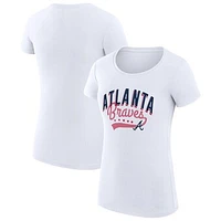 Women's G-III 4Her by Carl Banks  White Atlanta Braves Filigree Team Fitted T-Shirt