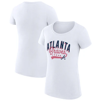Women's G-III 4Her by Carl Banks  White Atlanta Braves Filigree Team Fitted T-Shirt