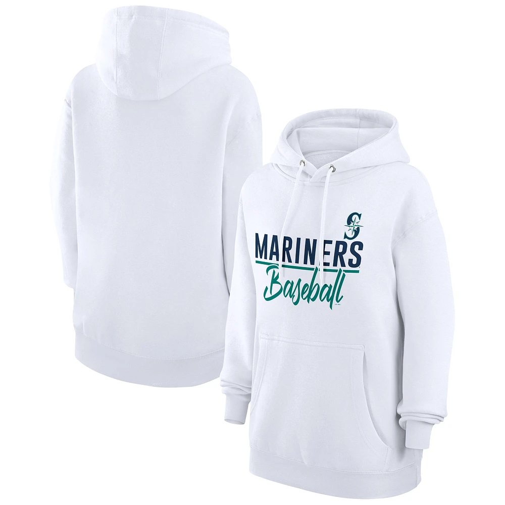 Women's G-III 4Her by Carl Banks White Seattle Mariners Team Fleece Pullover Hoodie
