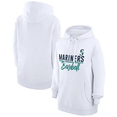 Women's G-III 4Her by Carl Banks  White Seattle Mariners Team Fleece Pullover Hoodie