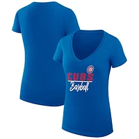 Women's G-III 4Her by Carl Banks  Royal Chicago Cubs Team Graphic V-Neck Fitted T-Shirt
