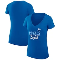 Women's G-III 4Her by Carl Banks  Royal Kansas City Royals Team Graphic V-Neck Fitted T-Shirt