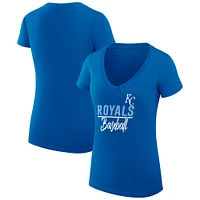 Women's G-III 4Her by Carl Banks  Royal Kansas City Royals Team Graphic V-Neck Fitted T-Shirt