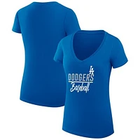 Women's G-III 4Her by Carl Banks  Royal Los Angeles Dodgers Team Graphic V-Neck Fitted T-Shirt