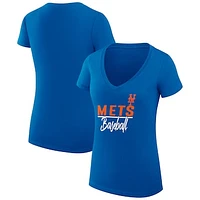 Women's G-III 4Her by Carl Banks  Royal New York Mets Team Graphic V-Neck Fitted T-Shirt