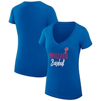 Women's G-III 4Her by Carl Banks  Royal Philadelphia Phillies Team Graphic V-Neck Fitted T-Shirt