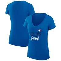 Women's G-III 4Her by Carl Banks  Royal Toronto Blue Jays Team Graphic V-Neck Fitted T-Shirt