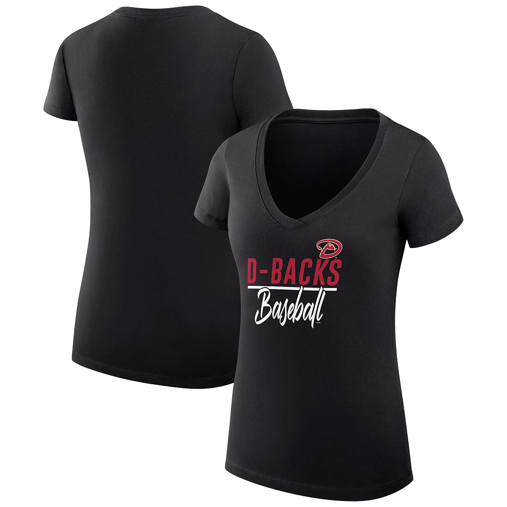 Women's G-III 4Her by Carl Banks Black Arizona Diamondbacks Team Graphic V-Neck Fitted T-Shirt