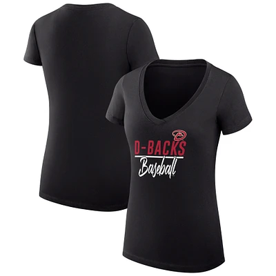 Women's G-III 4Her by Carl Banks  Black Arizona Diamondbacks Team Graphic V-Neck Fitted T-Shirt