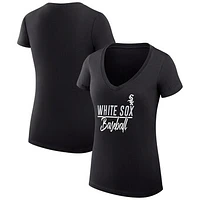 Women's G-III 4Her by Carl Banks  Black Chicago White Sox Team Graphic V-Neck Fitted T-Shirt