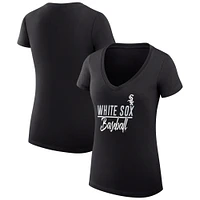 Women's G-III 4Her by Carl Banks  Black Chicago White Sox Team Graphic V-Neck Fitted T-Shirt