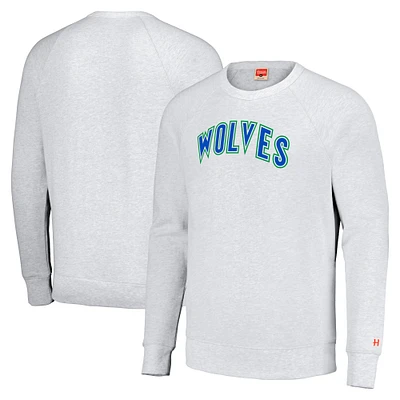 Unisex Homage  Ash Minnesota Timberwolves 35th Anniversary Hardwood Classics Crewneck Tri-Blend Sweatshirt