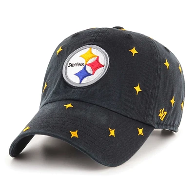 Unisex '47 Black Pittsburgh Steelers Confetti Clean Up Adjustable Hat