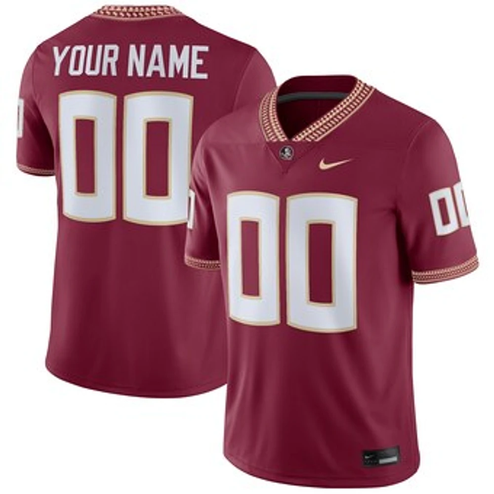 Men's Nike Garnet Florida State Seminoles Custom Game Jersey