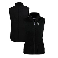 Women's Cutter & Buck  Black Los Angeles Dodgers Cascade Eco Sherpa Fleece Full-Zip Vest