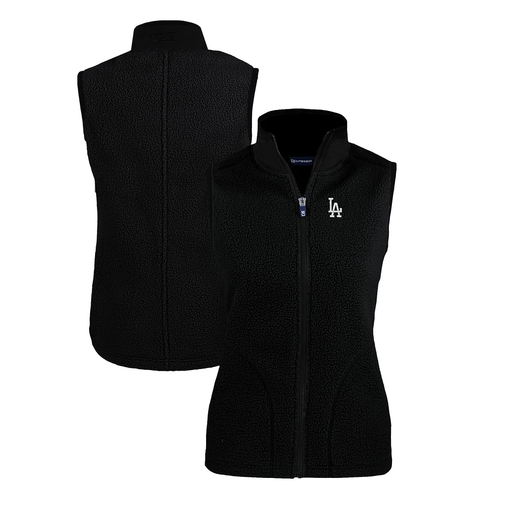 Women's Cutter & Buck Black Los Angeles Dodgers Cascade Eco Sherpa Fleece Full-Zip Vest