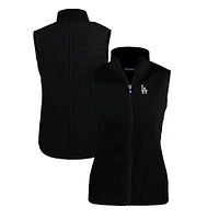 Women's Cutter & Buck  Black Los Angeles Dodgers Cascade Eco Sherpa Fleece Full-Zip Vest