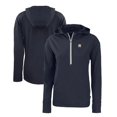 Women's Cutter & Buck  Navy Houston Astros Daybreak Eco Recycled Half-Zip Hoodie
