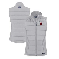 Women's Cutter & Buck  Gray Cleveland Guardians Evoke Hybrid Eco Softshell Recycled Full-Zip Vest